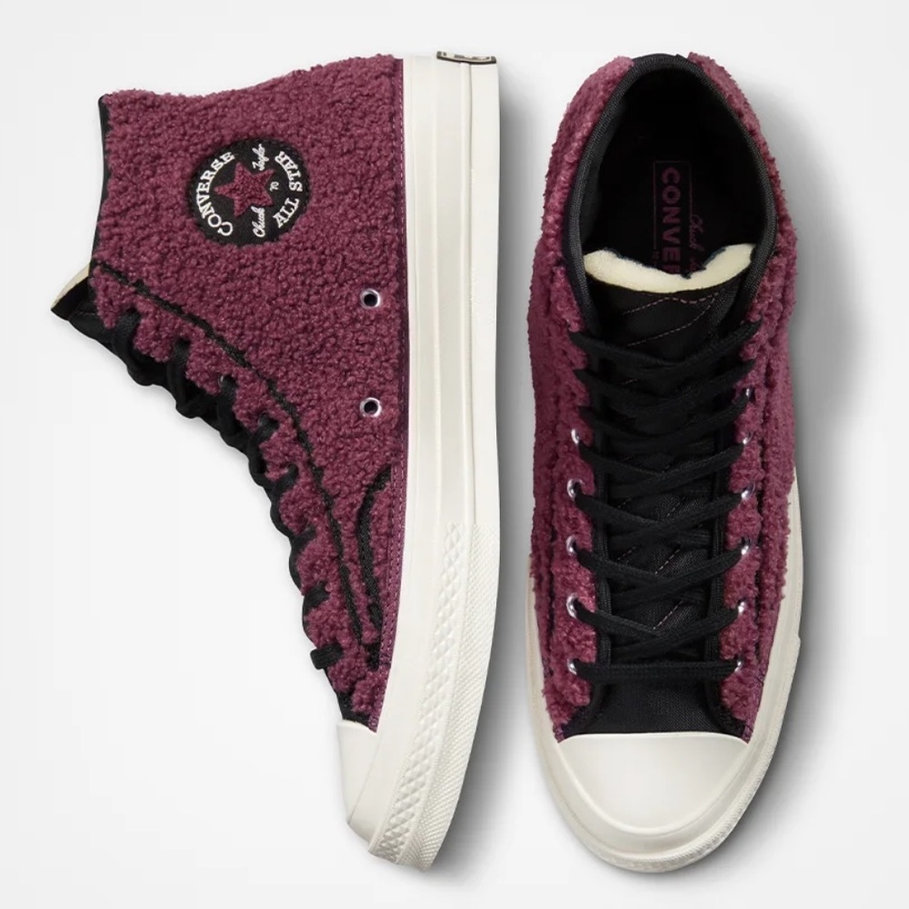 CONVERSE Chuck 70 Cozy Utility Sherpa High Top Sneakers NEW Shadowberry Size 10 - Picture 1 of 14